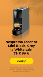 Nespresso Essenza Mini Black, Grey ja White vain 79 € 99 €
