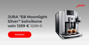 JURA "E8 Moonlight Silver“ kahvikone vain 1259 € 1299 €