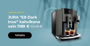 JURA "E8 Dark Inox“ kahvikone vain 1189 €