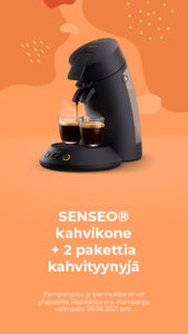 SENSEO® kahvikone + 2 pakettia kahvityynyjä