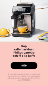 Köp våra kunders favoritkaffemaskin Philips LatteGo och få 1 kg kaffe