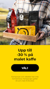 Upp till -30 % på malet kaffe