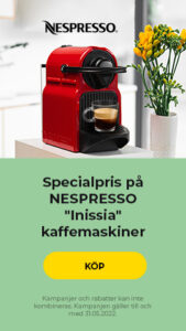 Specialpris på NESPRESSO "Inissia" kaffemaskiner