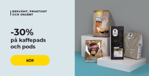 -30 % på kaffepads och pods