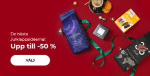 "De bästa Julklappsidéerna! Upp till -50 % på kaffe och kaffemaskiner "