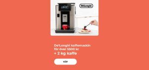 De'Longhi kaffemaskin för över 5500 kr + 2 kg kaffe som gåva