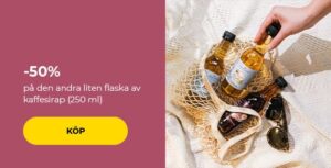 -50 % på den andra liten flaska av kaffesirap (250 ml)