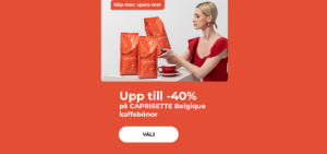 Upp till -40% på CAPRISETTE Belgique kaffebönor