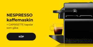 NESPRESSO kaffemaskin + CAPRISETTE kapslar som gåva