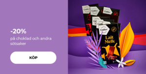 -20 % på choklad och andra sötsaker