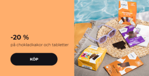 -20 % på chokladkakor och tabletter