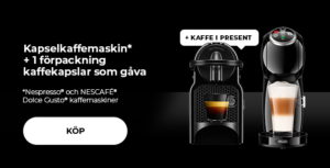 Kapselkaffemaskin* + 1 förpackning kaffekapslar som gåva
