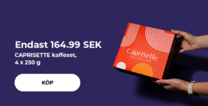 "Endast 164.99 SEK CAPRISETTE kaffeset, 4 x 250 g"