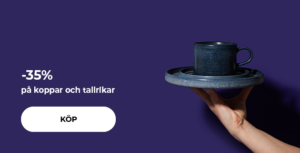 -35 % på koppar och tallrikar